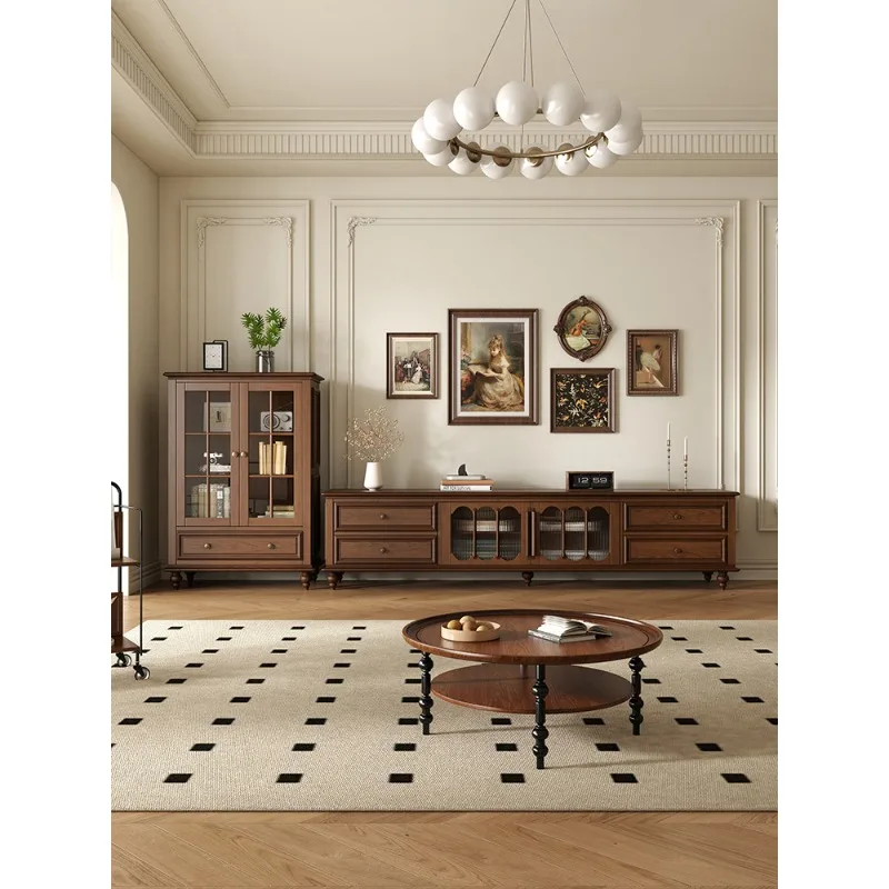 

American solid wood TV cabinet, integrated storage locker