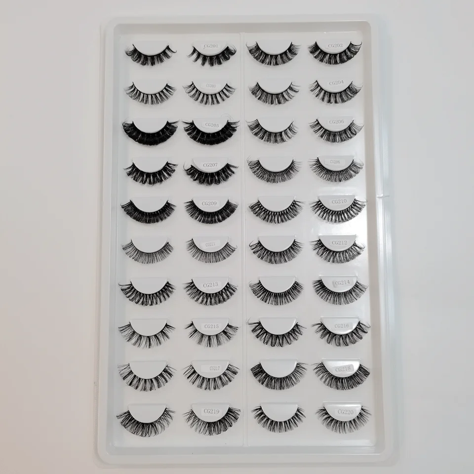 Natural Wispy Lashes Bulk Wholesale Cruelty Free Faux Cils Short Russian Strip Lashes Makeup Fake Eyelashes