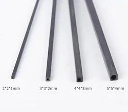 ID 1/2/3/4mm Carbon Fiber Tube Outer Square Inner Round Tube High Strength Light Weight DIY Model Part Accessory Length 200mm