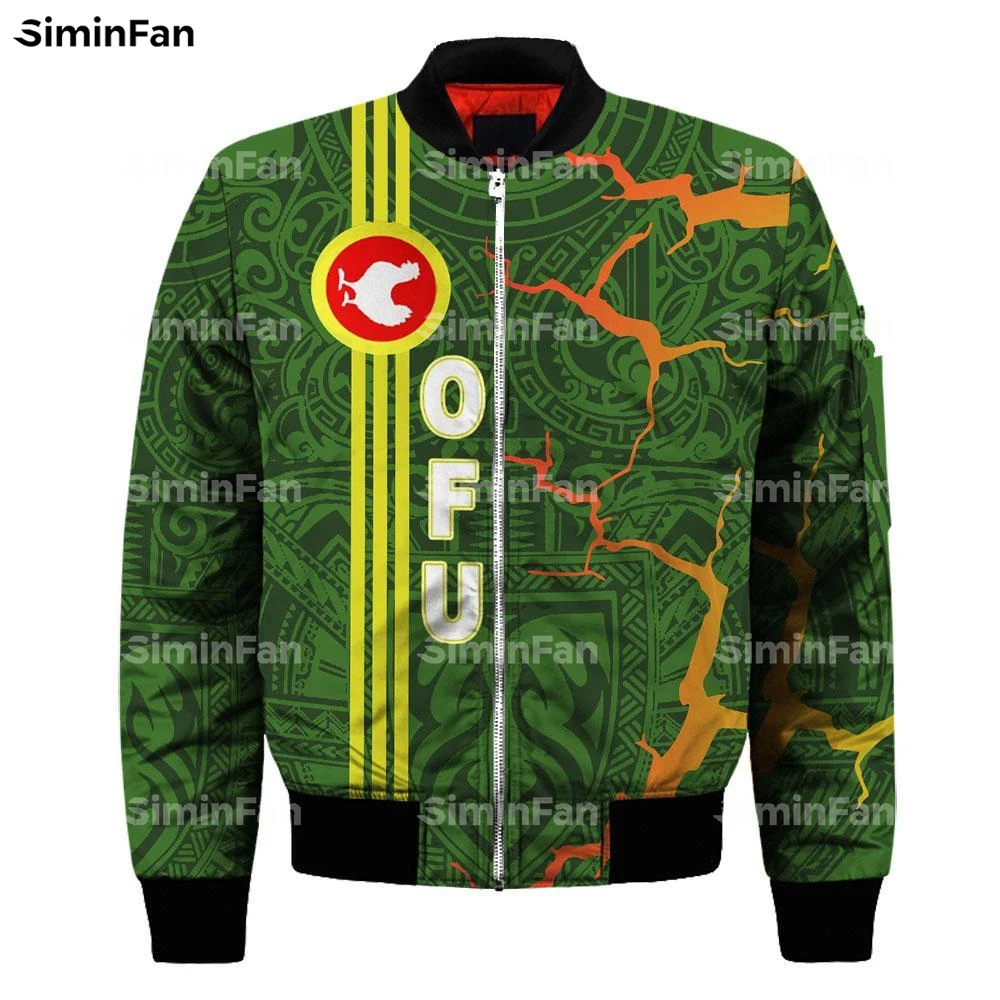 American Samoa Tonga Flower 3D Full Printed Bomber Jacket Men Winter Coat Quilted Cotton Female Top Outwear Unisex Streetwear