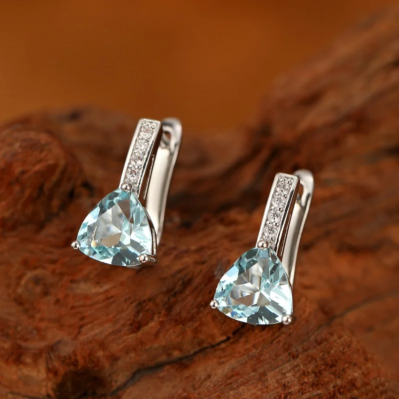 Water Droplet Zircon Translucent High-end Temperament Earrings, Women's Design Sense, Trendy Personality Jewelry Accessories