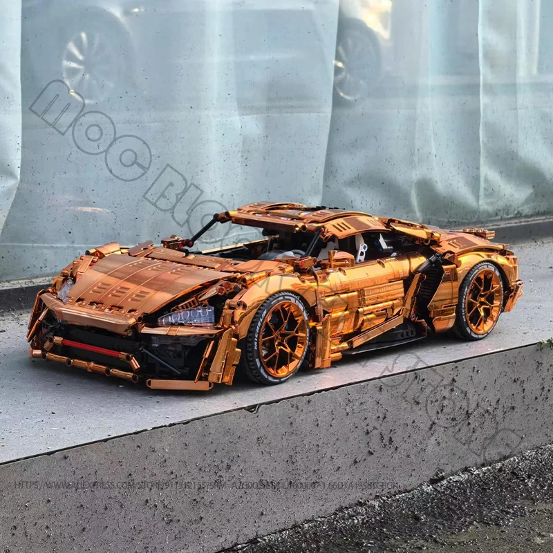 MOULD KING High-Tech Speed Champion Lykan Racing Car MOC-13190 Hypercar Remote Control Building Block Brick Children Toys Gifts