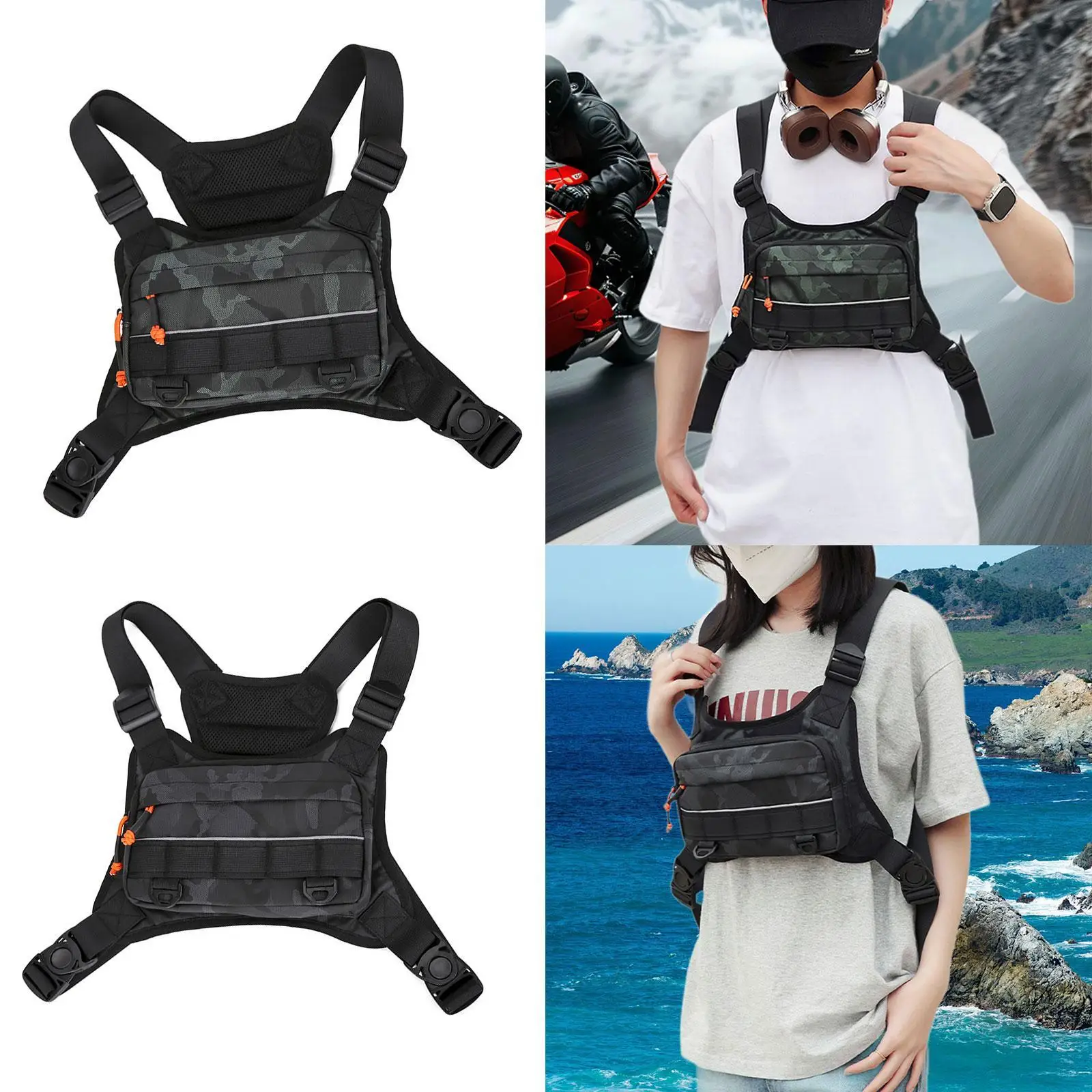 

Chest Bag for Men with Extra Storage Running Vest for Travel Sports Workouts