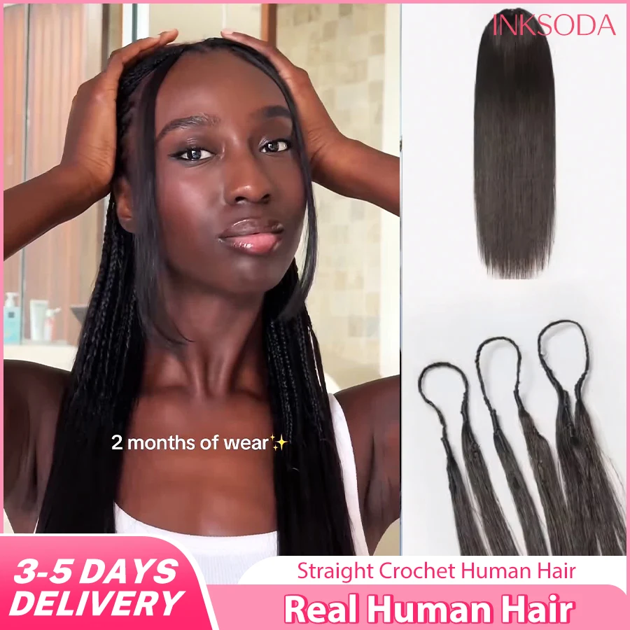 Real Brazilian Hair Extension 12A Bone Straight Crochet Human Hair Knotless Pre-Separated Feather Crochet Braids Weight Reusabl