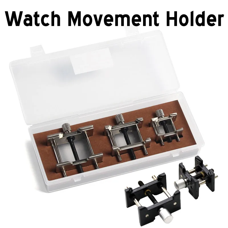 Metal Alloy Watch Movement Holder Watch Movement Clamp Holder Set Tool Holder 2in1 3in1 Reversible Case Vice Clamp Repair Tools