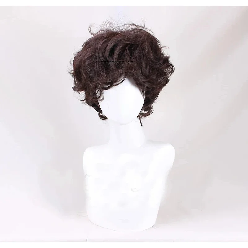 Frodo Baggins Cosplay Wig Brown Short Curly Heat Resistant Synthetic Hair Role Play Wigs   Wig Cap