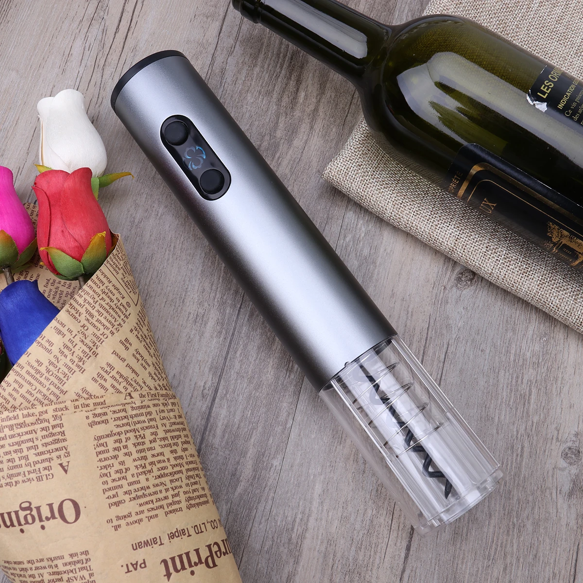 

Automatic Bottle Opener Electric Opener with Foil Kitchen Food Cooking Tool for Home Restaurant Bar (Silver)