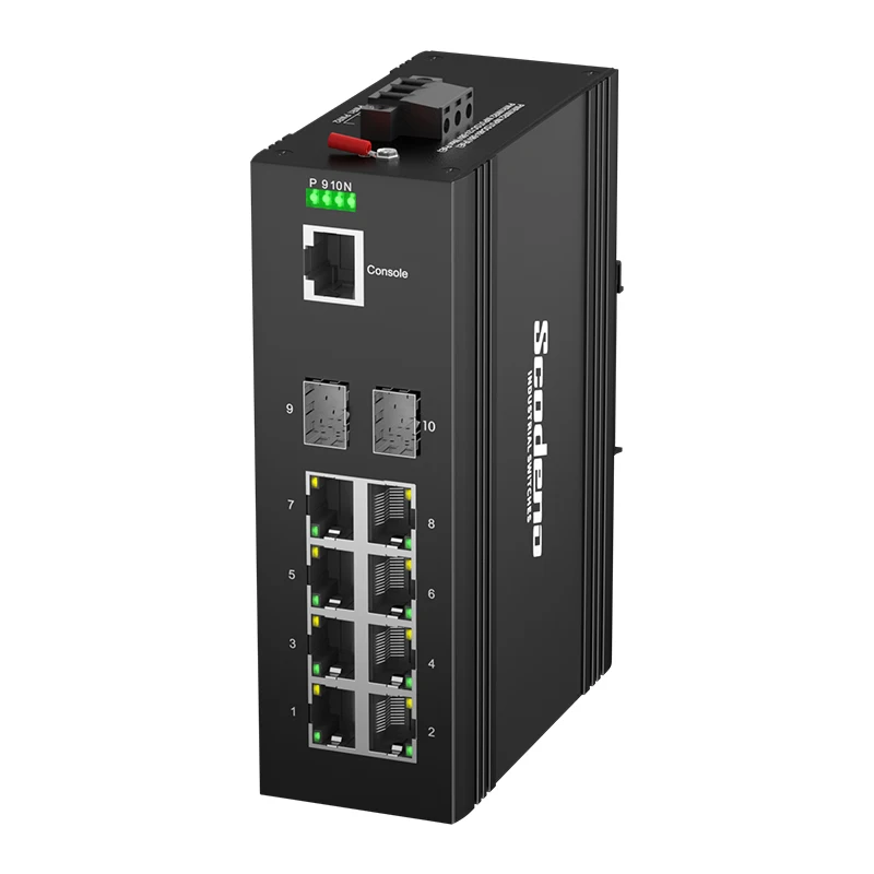 Scodeno Industrial 10-Port Gigabit  Managed Network Switch with 8-PoE and 2-RJ45 for Uplink DIN-Rail IP40