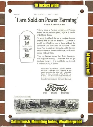 METAL SIGN - 1926 Fordson I Am Sold on Power Farming - 10x14 Inches