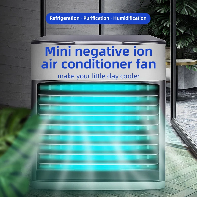 

Mini Cooling Fan Portable Air Conditioning Conditioner Oscillating Desktop Office Home Cap Usb humidification night light