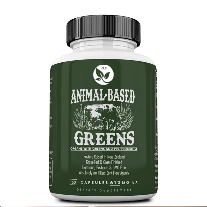 Organic Superfood Green And Red Mixture, Containing Spirulina, Chlorella, Grass Fed Beef Organs, And Probiotics