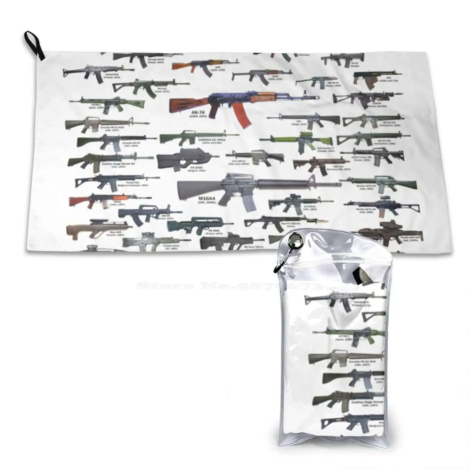 Assault Rifles And Carbines Poster Pattern Soft Face Towel Home Outdoor Assaultrifles Carbines Ak47 M4A1S M16A4 Korobov