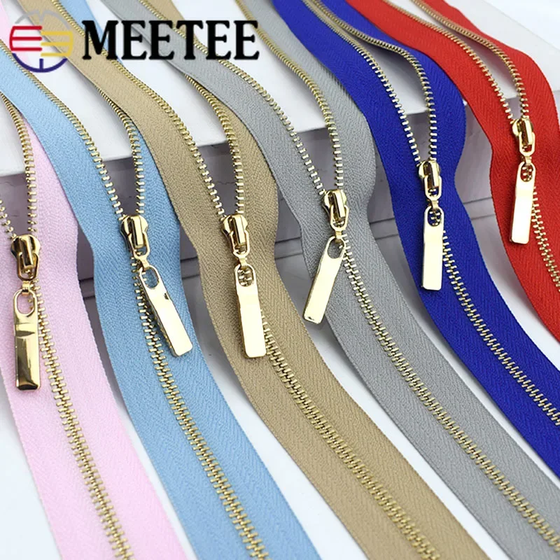 3Pcs Meetee 3# Metal Zippers 40/50/60/70cm Open-end Zip Gold Silver Teeth For Bags Jacket Garment Repair Sewing Accessories