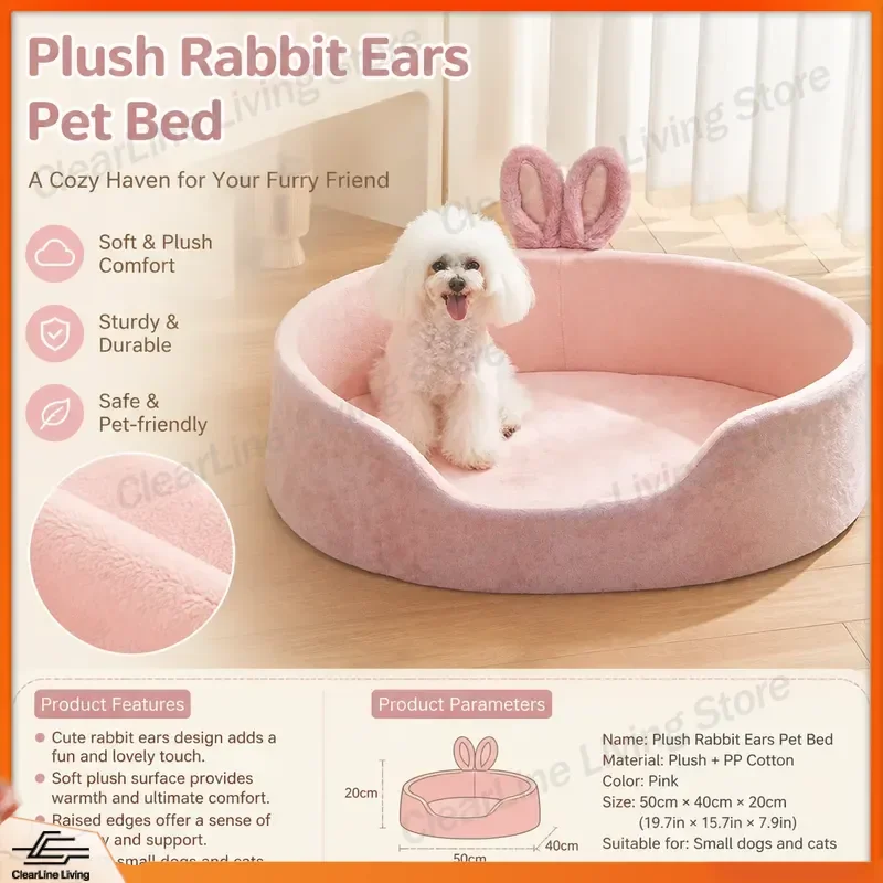 Pink Cat Bed Detachable Washable Dog Sleeping Mat Soft Comfortable Warm Pet House For Four Seasons Indoor Outdoor Puppy