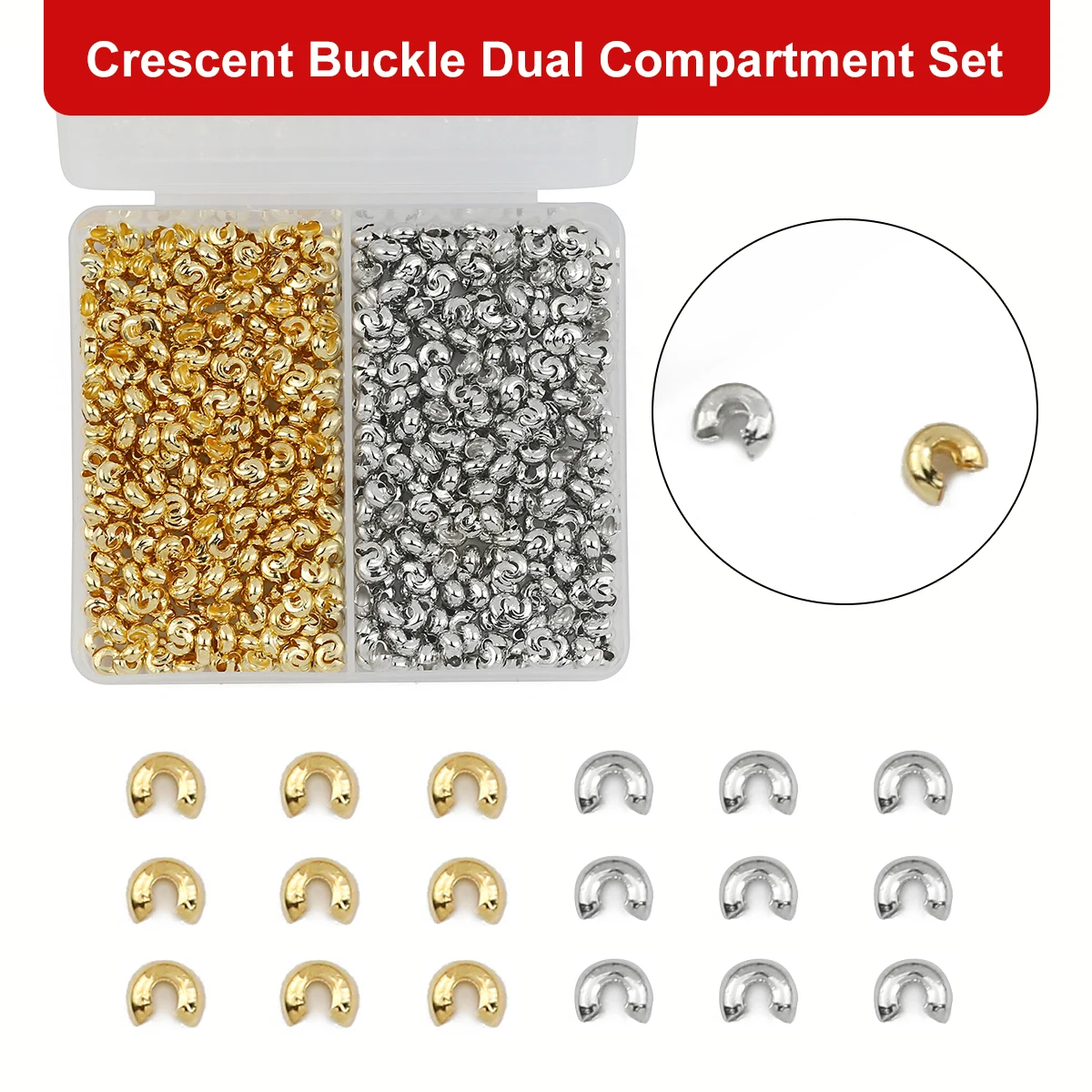 400PCS Boxed Jewelry Making Materials Golden Color Positioning Beads Crescent U-Shape Clasps Kit For DIY Earrings Accessories