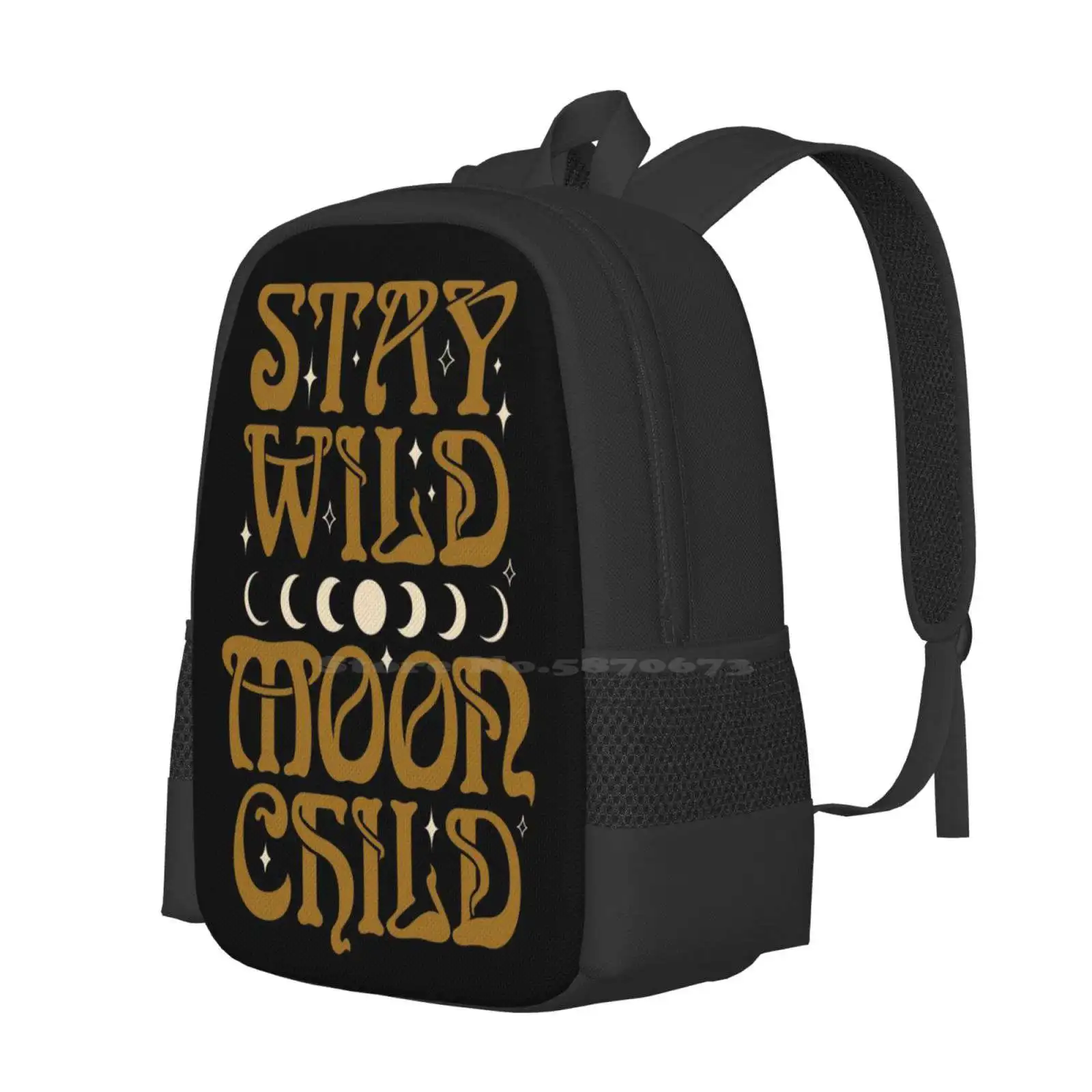 Stay Wild Moon Crianças Mochila Escolar, Design De Padrão De Moda, Bolsa De Viagem, Mágica, Em Magia Negra