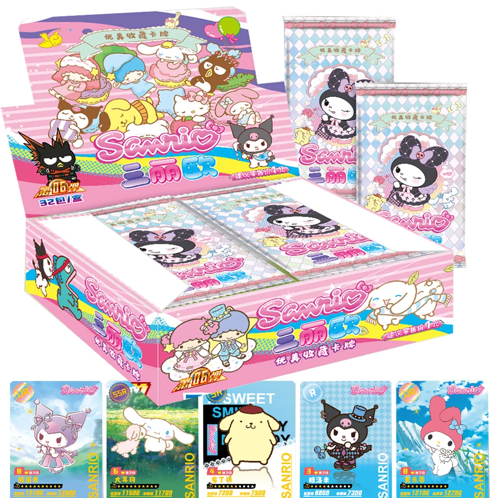 

Genuine Sanrio Collection Cards Booster Box Melody Kuromi Hello Kitty Cinnamoroll Cartoon Cute Cards Birthday Gift For Children