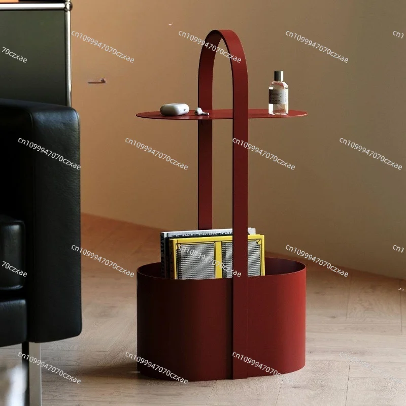Italian Minimalist Side Table, Bauhaus Style Portable End Table, Creative Art Coffee Table with Storage for Living Room view 2