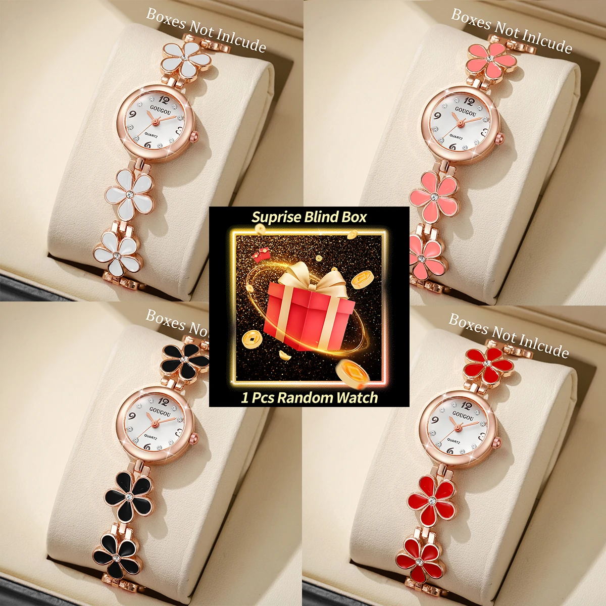 1 قطعة ساعة سر مفاجأة صندوق أعمى-موضة زهرة سوار للساعة ساعات نسائية ساعات المعصم الماس Reloj Mujer (بدون صندوق) #1