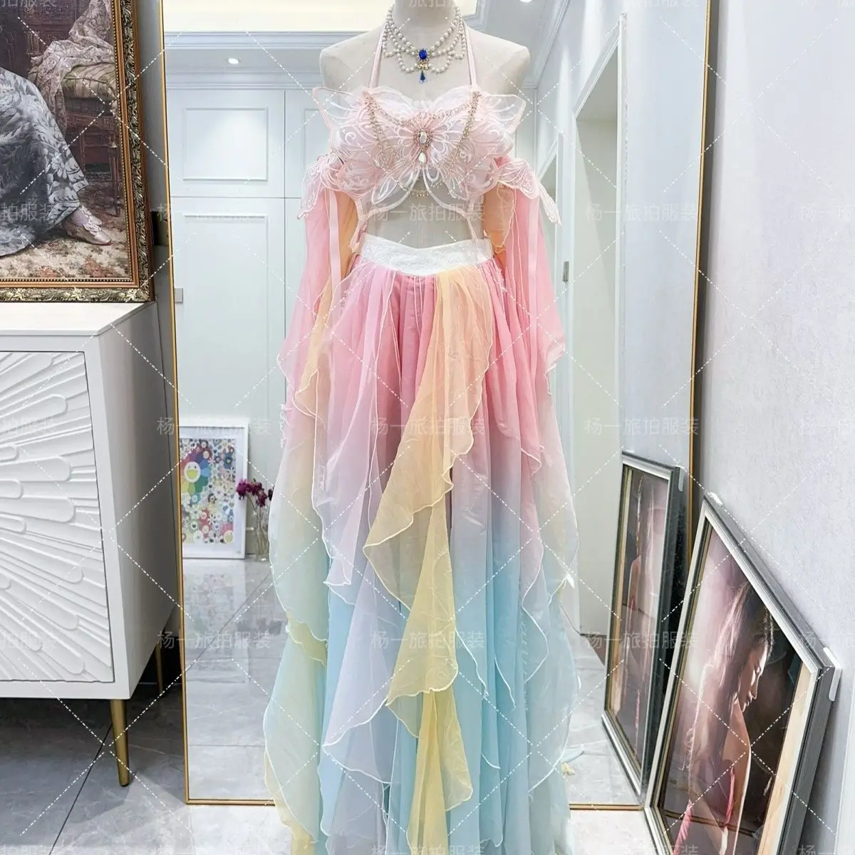 الأميرة الغربية تحسين الفراشة Hanfu فتاة غربية تحلق غريبة الثقيلة الحرفية نمط التطريز التدرج مجموعة #4