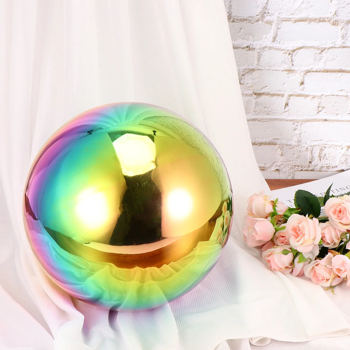 

Seven-colored Hollow Balls Stainless Steel Gazing Sphere for Garden Decorations Floating Pool Orbs Concrete Large Shiny Globes