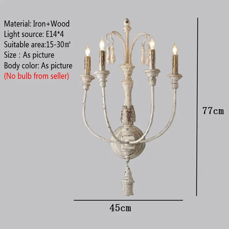 American Rural 4-head Wall Lamps French Retro Wall Light Bedroom Bedside Lamp Villa Corridor Staircase Lighting Fixture