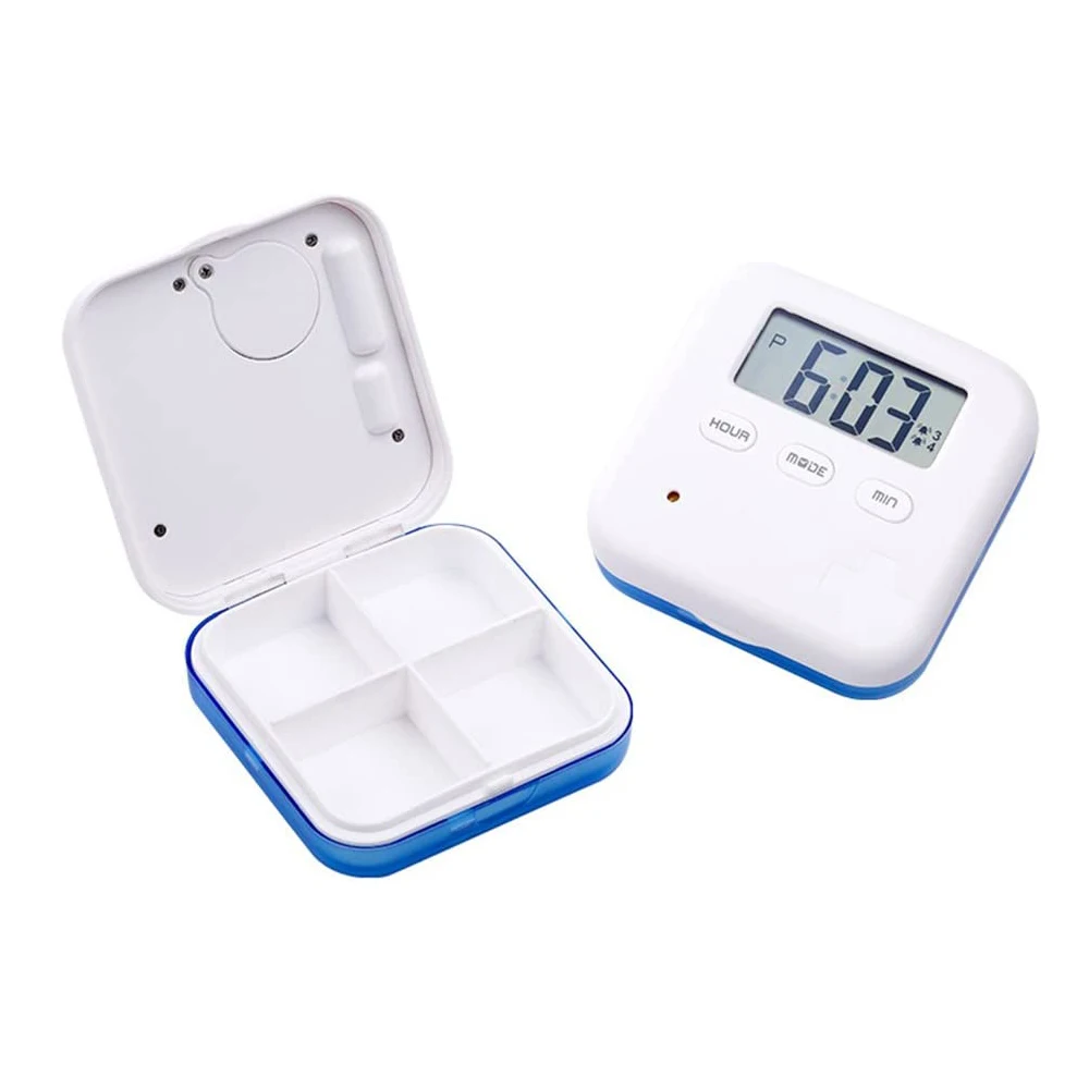 7 Days Dispenser Electronic Pill Organizer Weekly Storage Timer Reminder 4 Cases Pill Box With Alarm