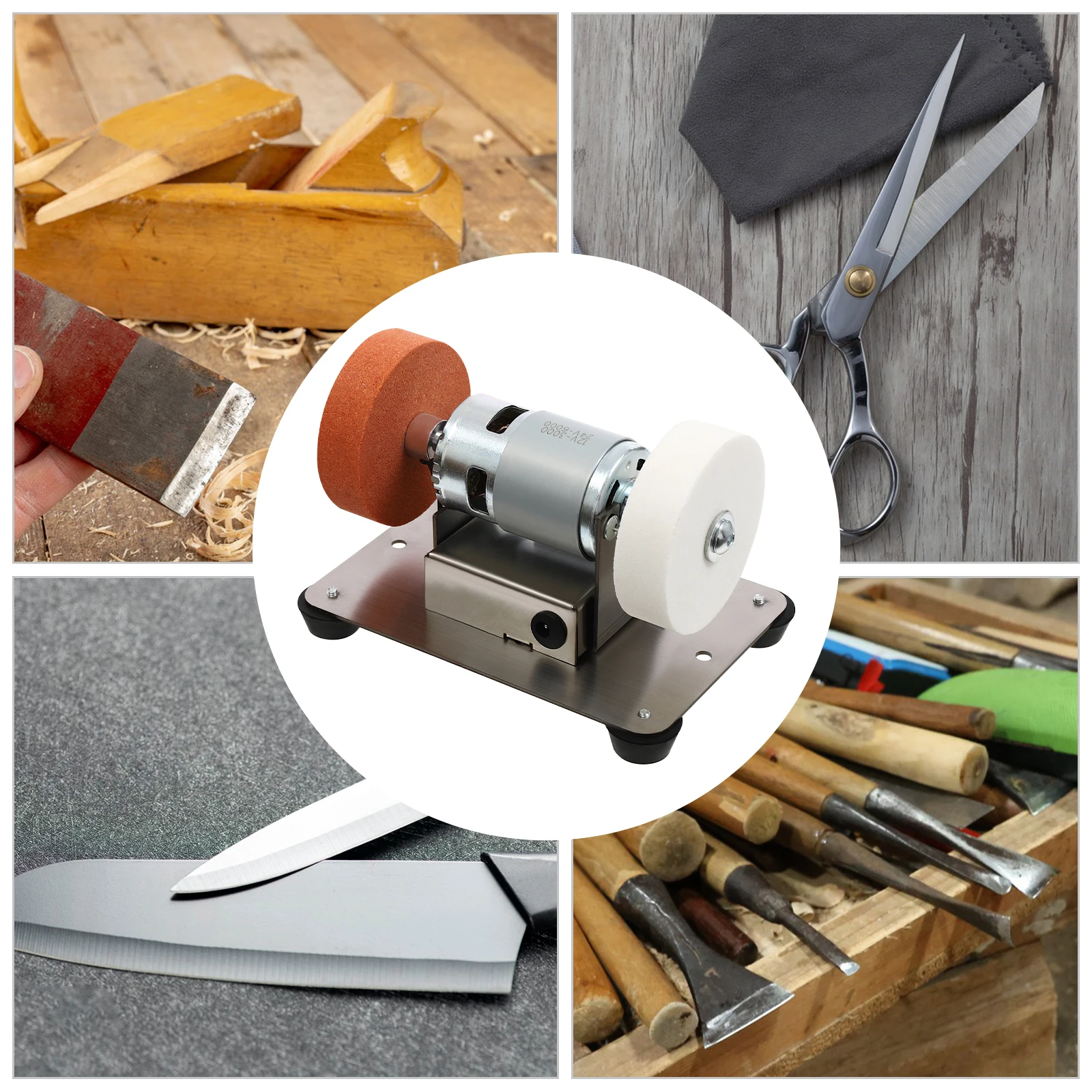 Petit meuleuse en acier inoxydable argenté, meuleuse de table à vitesse variable réglable pour mouture des pièces d'exercices de divers métaux