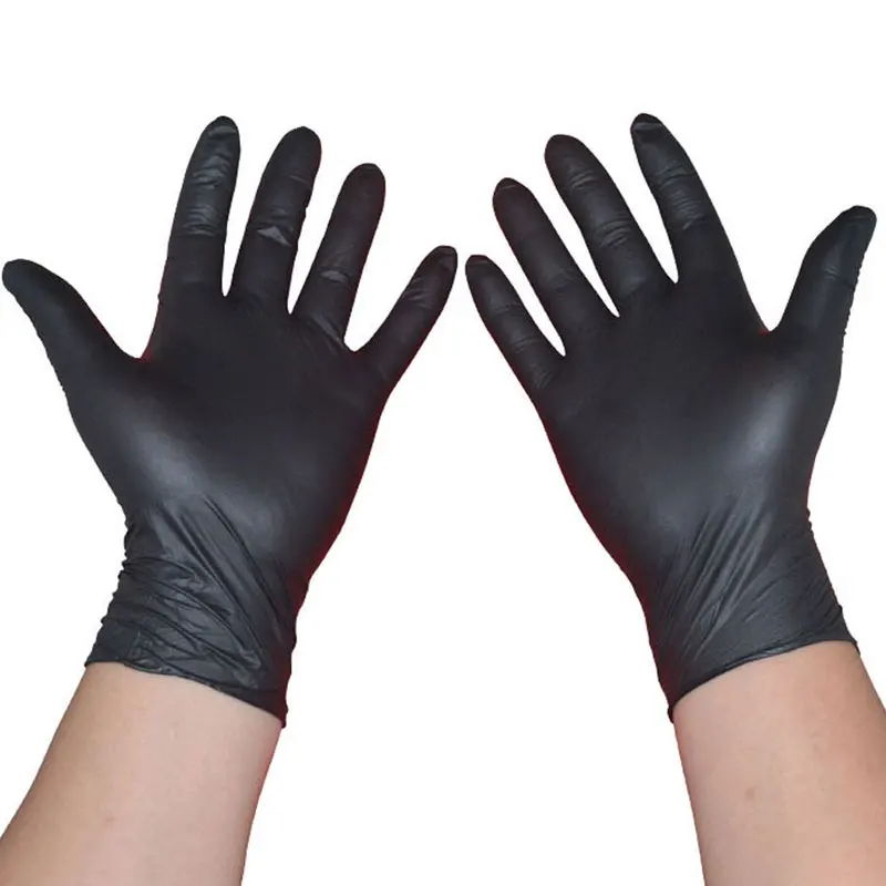 10/50/100pcs Disposable Nitrile Gloves Thickened Black Latex Free Tattoo Cleaning Protective Glove For Work Kitchen Cooking Tool