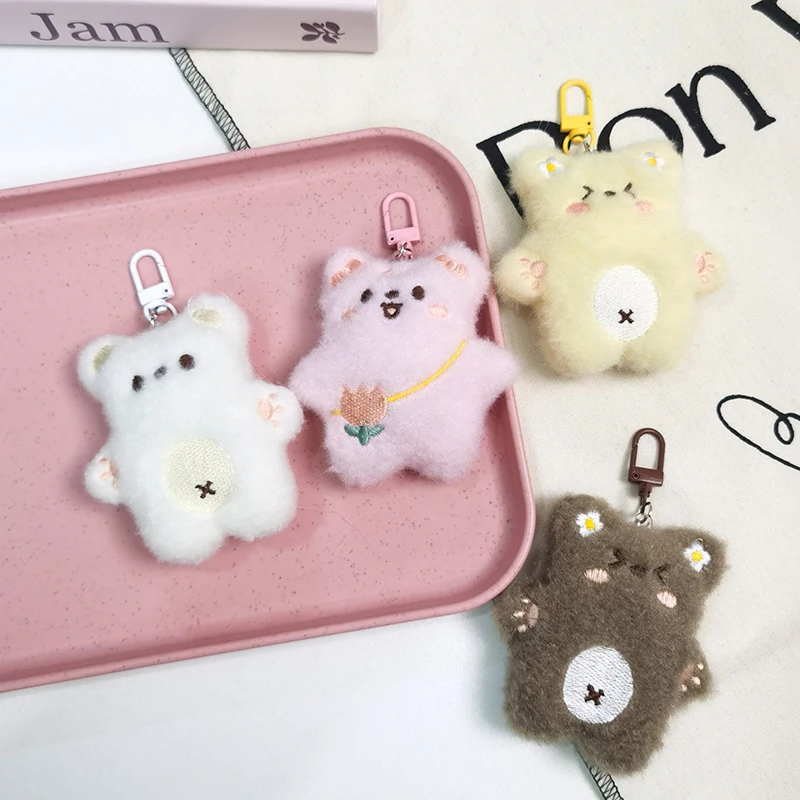 Porte-clés ours en peluche pour femme, porte-clés de voiture mignon, ornement de confrontation, pendentif à breloques de sac, cadeaux pour filles, beurre de dessin animé