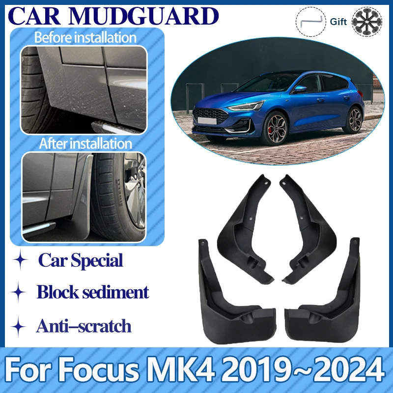 Mudguards For Ford Focus MK4 2019~2024 Hatchback Anti-stain Fender Protector Front Rear Wheel Mudflaps Kit 4Pcs Auto Accessories