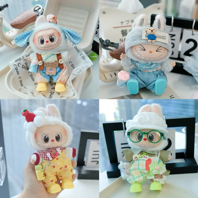 

New Hot Six Piece Set 17cm Labubu Doll Clothing Outfit Big Into Energy Cute Clothes Set Accessories For Labubu Clothing