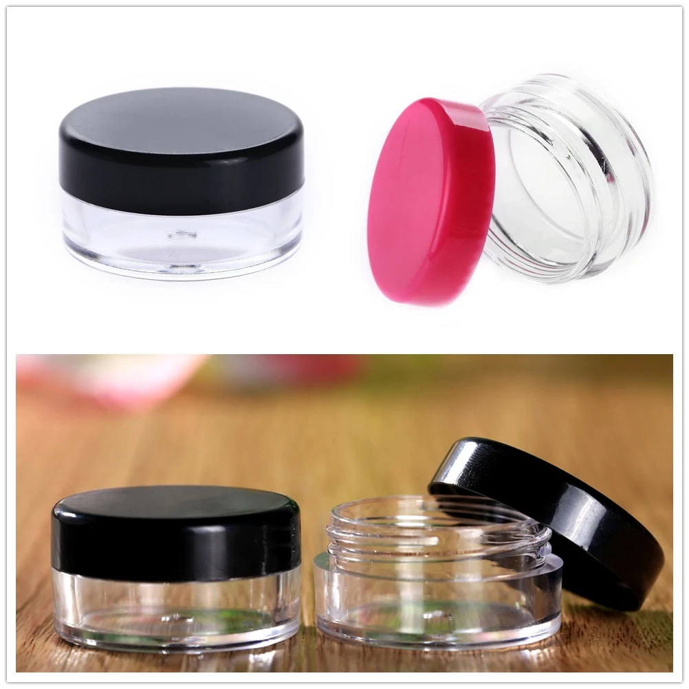 10 pçs 5ml mini cosméticos portátil vazio creme jar pote sombra maquiagem recipiente cosmético garrafa de plástico preto rosa vermelho beleza