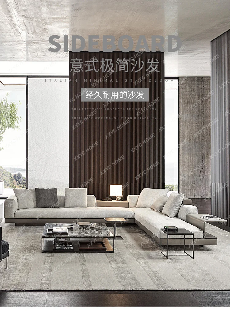X40  Minimalist Cotton And Linen Fabric Sofa Living Room Large Villa Corner Combination