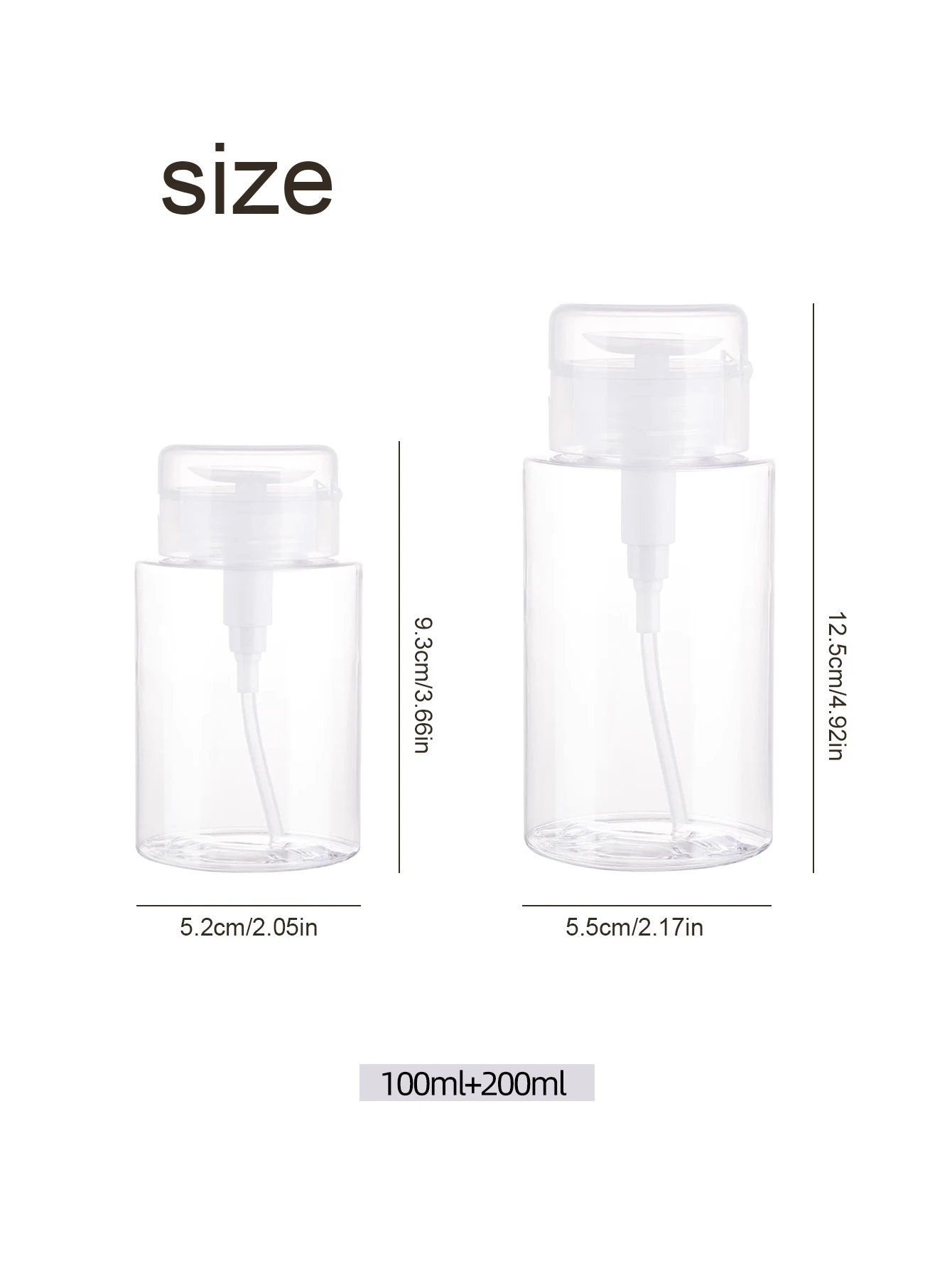 100/200ml Travel Press Bottle Makeup Remover Water Wash Nail Water Pressure Bottle Nail Plastic Bottle Toner Portable Packaging