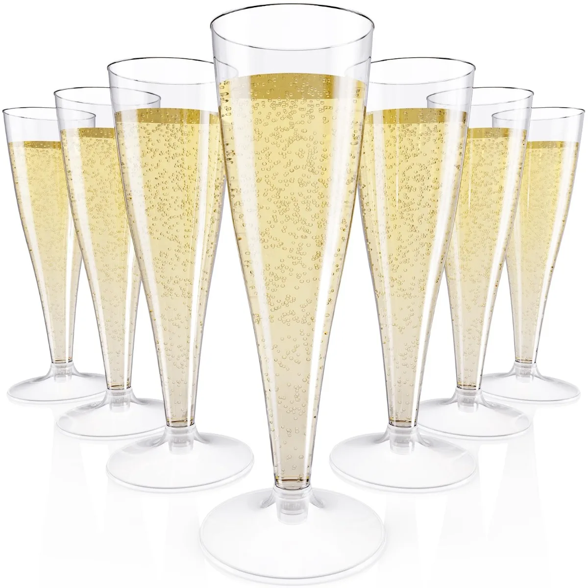 

Plastic Champagne Flutes Disposable 4.5oz Clear Champagne Glasses Glitter Plastic Stemware for Wedding Thanksgiving Christmas