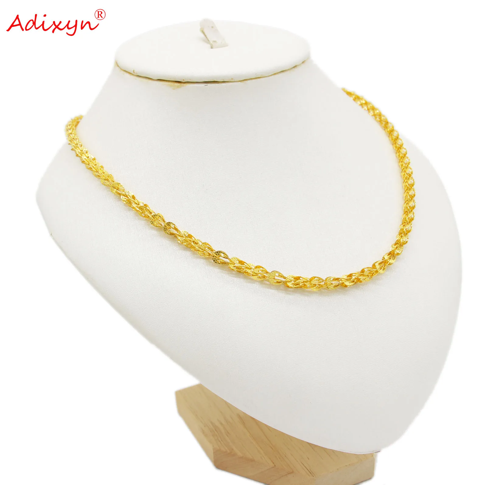 Adixyn Wholesale African 50CM Chain Necklaces Ethiopian Gold Color Copper Jewelry Arab Middle East Gifts N03154