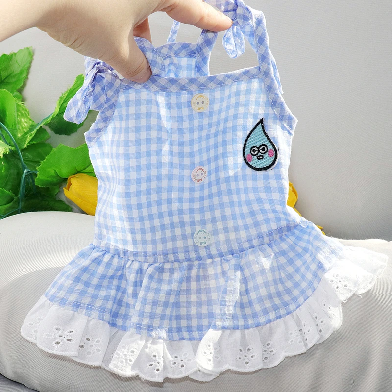 Autumn Pet Lace Skirt Small Dog Princess Dress Teddy Plaid Shirt Beautiful Dog Clothes Pet Supplies XS-XL