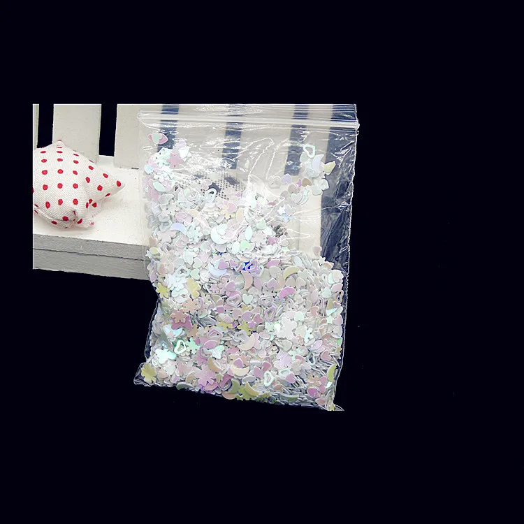 Mix per unghie Paillettes Glitter Coriandoli Fiocchi colorati per artigianato fai-da-te Decorazione per unghie e trucco Love Star Flower Design 15 grammi