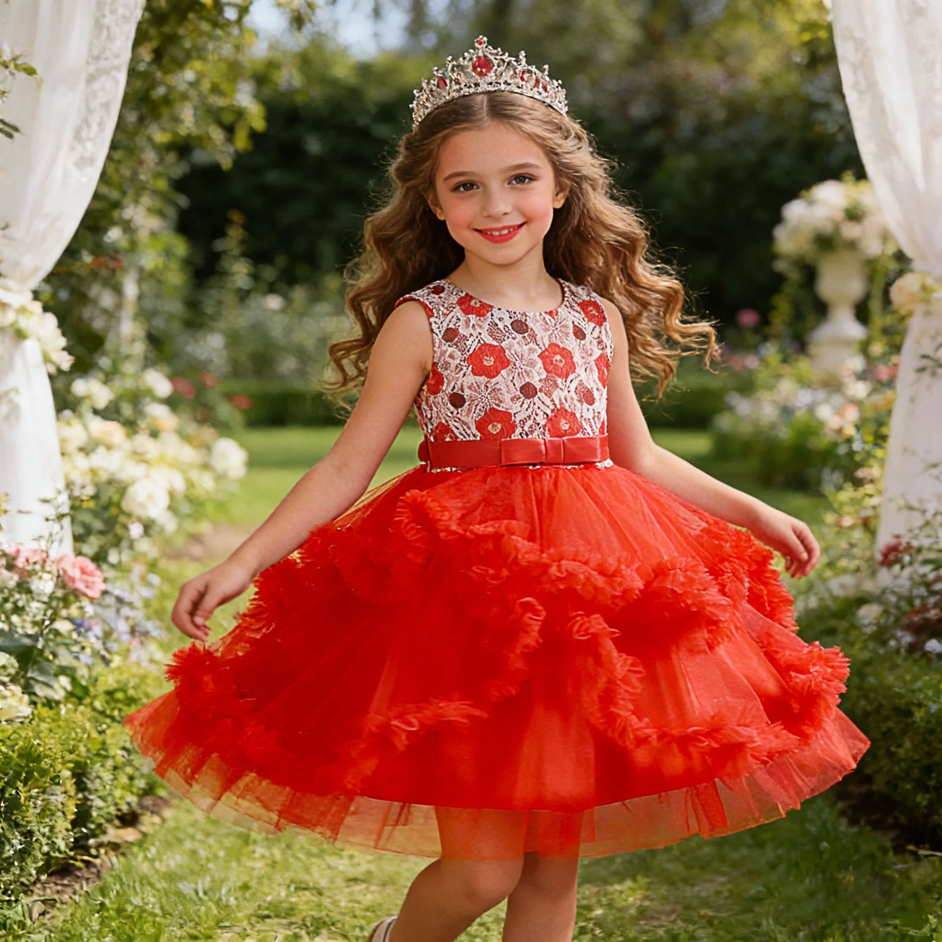 Dreams Baby Girls Performance Skirt sleeveless flower lace Floral girl's dress Children's Day party birthday Holy Communion eleg