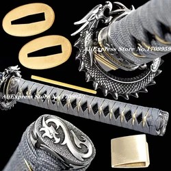 A Set Dragon Sword Guard Fittings For Japan Samurai Katana/Wakizashi/Tanto Tsuba+Menuki+Fuchi+Kashira+Tsuka/Handle+Habaki+Seppa