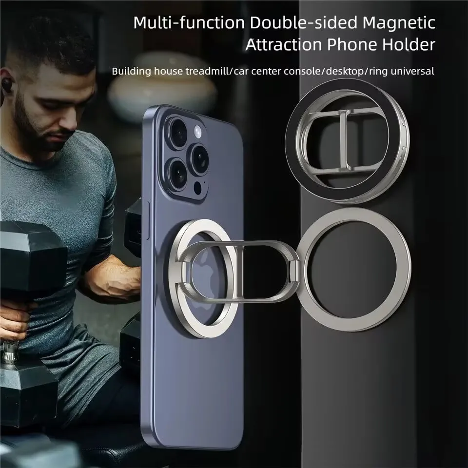 

Folding Mcseff Double Sided Magnet Phone Holder For Magsafe Ring Tesla Navigation Cradle Dashboard Wall Support For Car Tablet