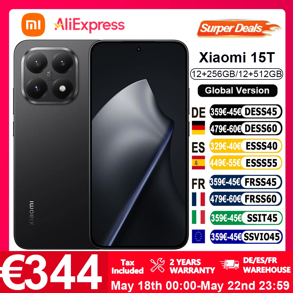 Version Globale Xiaomi 15T Smartphone 6,83'' 67W HyperCharge 5500mAh Écran 120Hz MediaTek Dimensity 8400-Ultra Objectif optique Leica Summilux Light Fusion 800 HDR10+ dynamique extraordinaire sur
