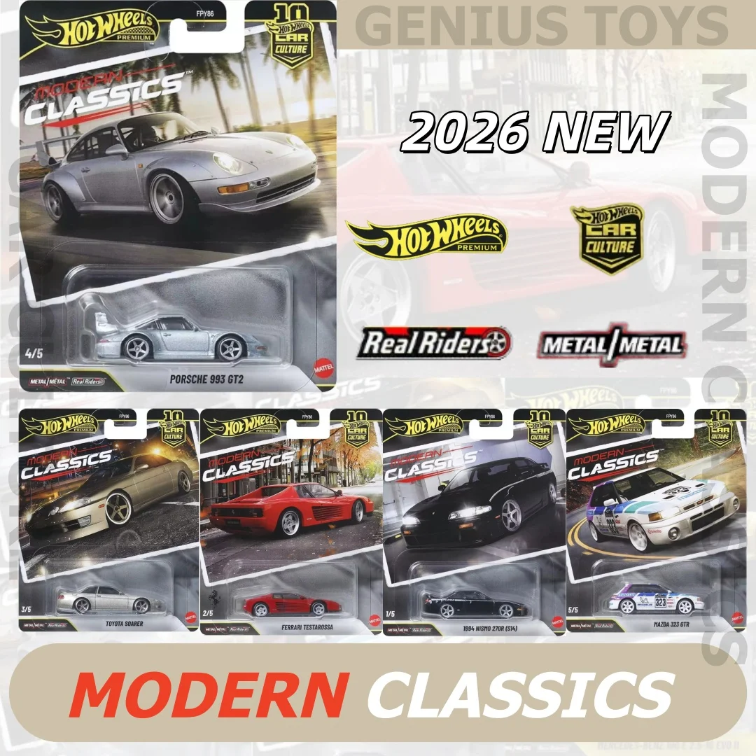 

Коллекционная модель автомобиля Hot Wheels 2026 Car Culture Modern Classics NISMO Ferrari Toyota Porsche Mazda, масштаб 1:64, литой металлический корпус, игрушка из сплава.