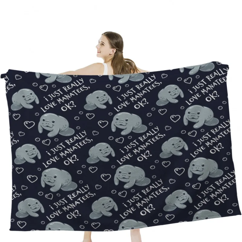 I Just Really Love Manatees, OK Throw Blankets Airplane Travel Decoration Soft Warm Bedspread