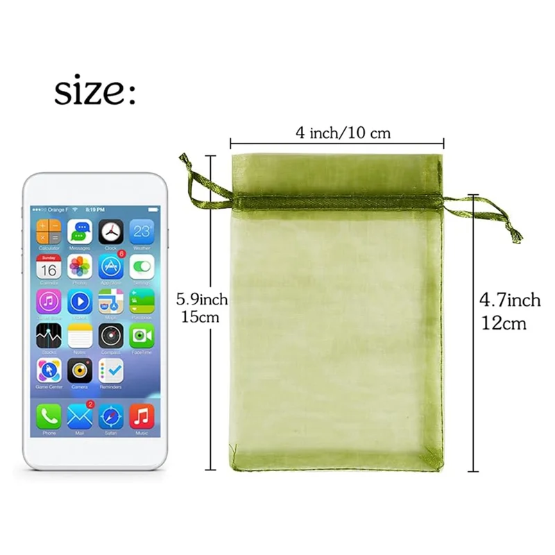 100Pcs Fruit Protection Bags (4X6 Inches) Green Mesh Lid Bag Drawstring Mesh For Fruit Protection Vegetable Garden Easy To Use