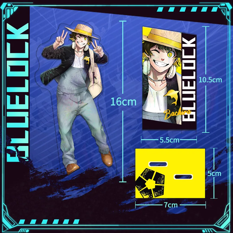 Blue Lock 301 Series Double Insert Stand Blue Lock Isagi Yoichi Bachira Meguru Anime Merch Layered Craft Firework Holographic view 3