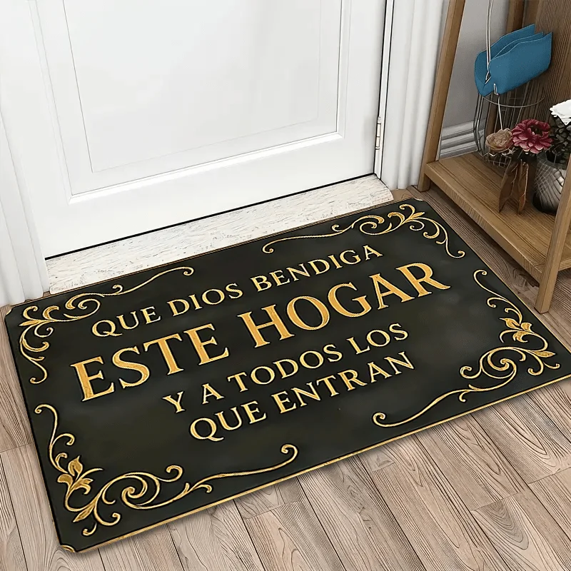 1pc Inspirational Text Doormat, Polyester Material - Thick Pile with 0.4inch Sponge Thickness, 580g Per Square Meter, Rectangu