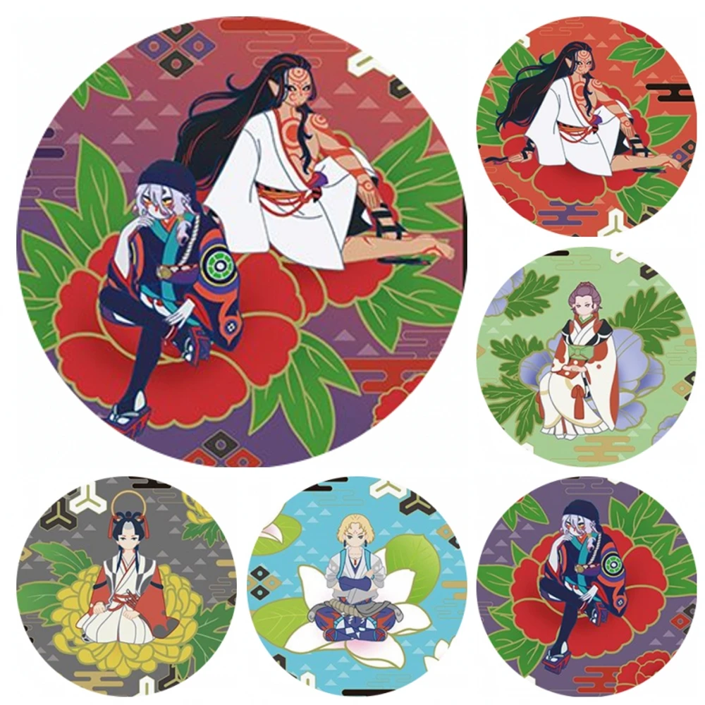 58mm Anime Mononoke‌ Medicine Seller Shino‌ Kuki Zashiki-warashi‌ Cosplay COSTUME Badge Pin SPTE Tinplate Brooch﻿ Prop Xmas Gilf