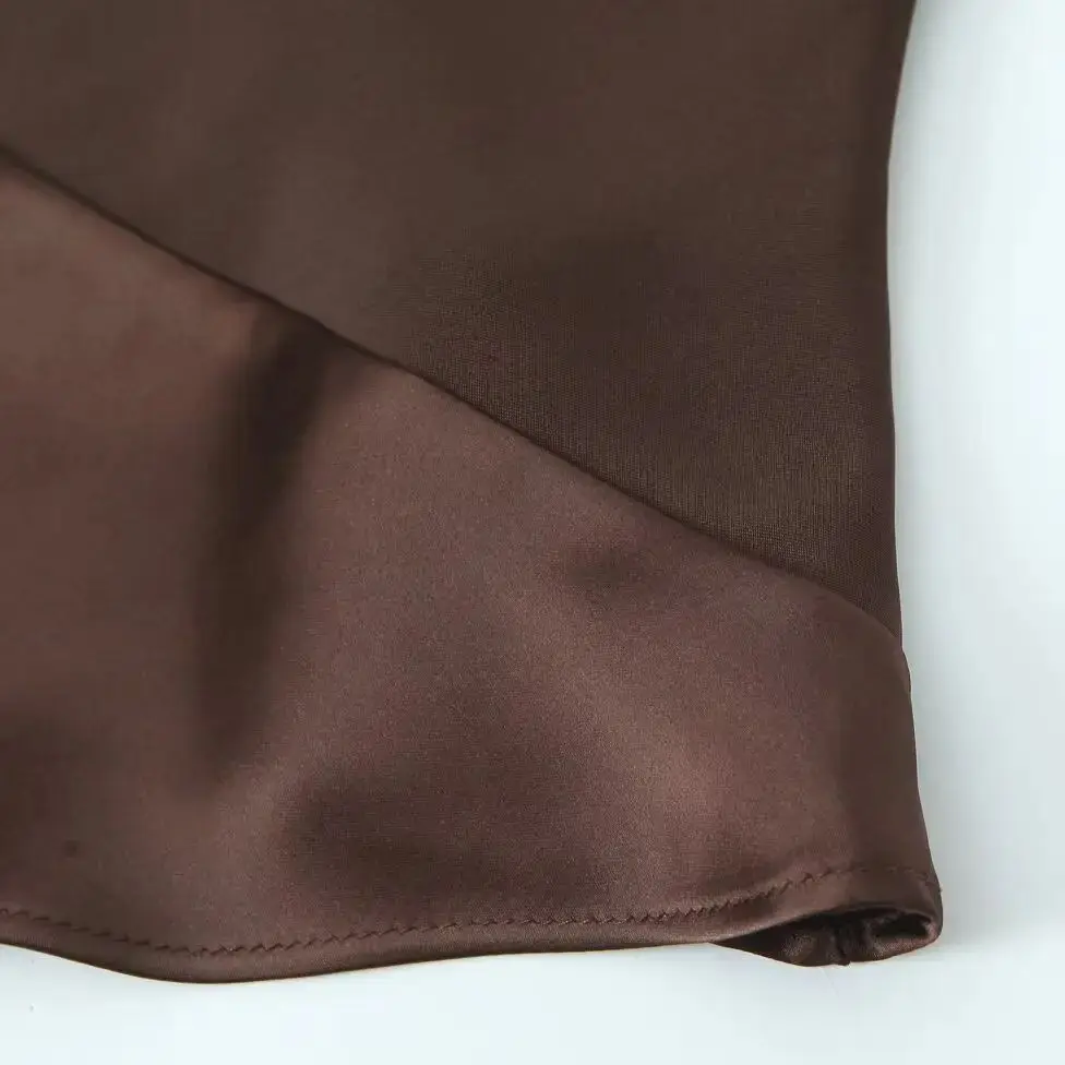 DiYiG نساء 2025 خريف موضة جديدة الحرير الساتان نصية خياطة حزام شيك عارية الذراعين جوكر سترة دون أكمام Mujer #5